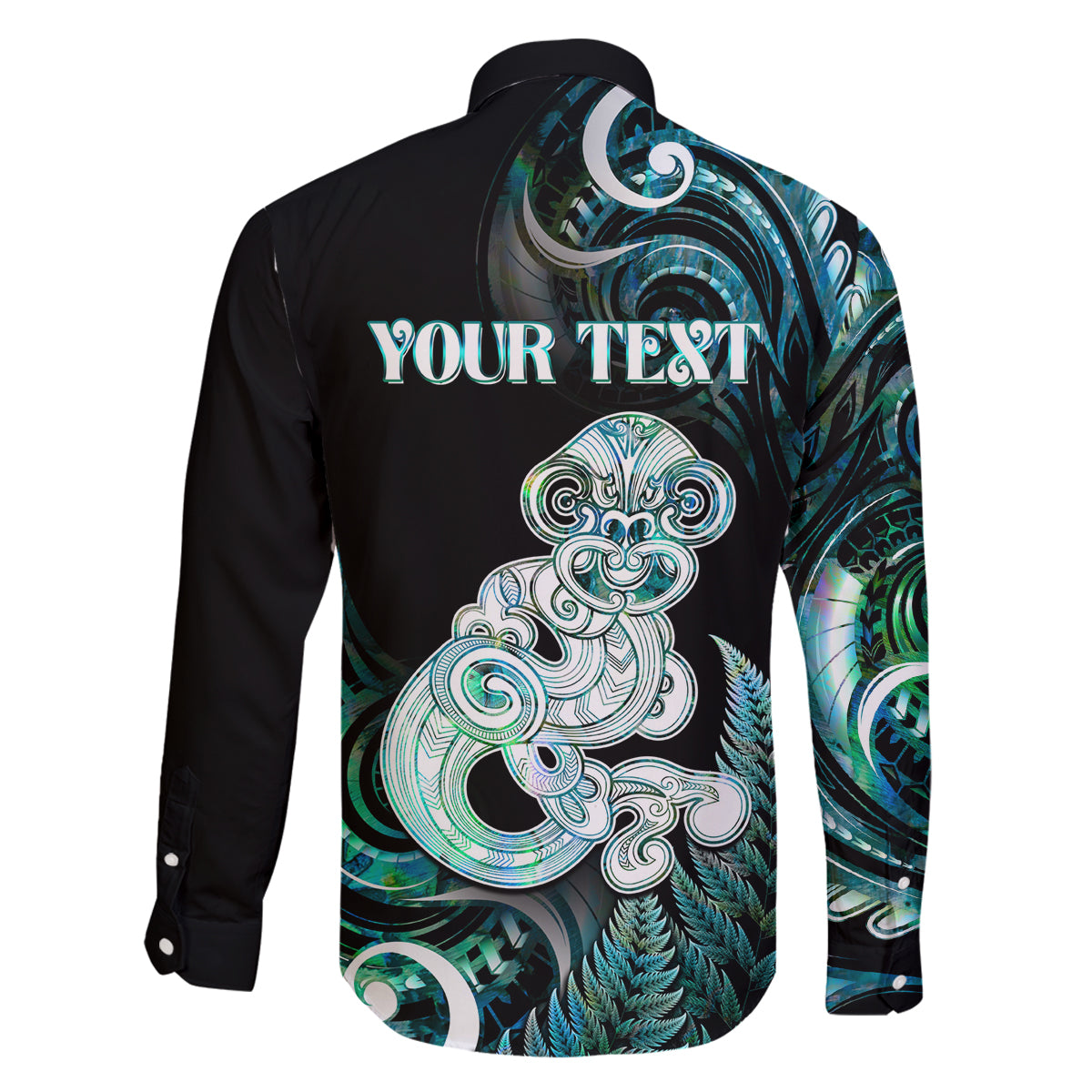 Personalised New Zealand Maori Taniwha Family Matching Off Shoulder Short Dress and Hawaiian Shirt Silver Fern Paua Shell Version LT05 - Polynesian Pride
