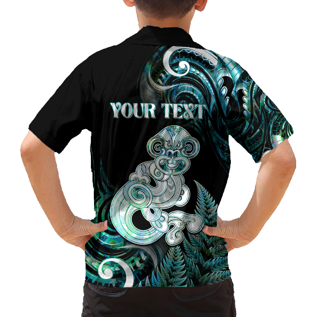 Personalised New Zealand Maori Taniwha Family Matching Tank Maxi Dress and Hawaiian Shirt Silver Fern Paua Shell Version LT05 - Polynesian Pride