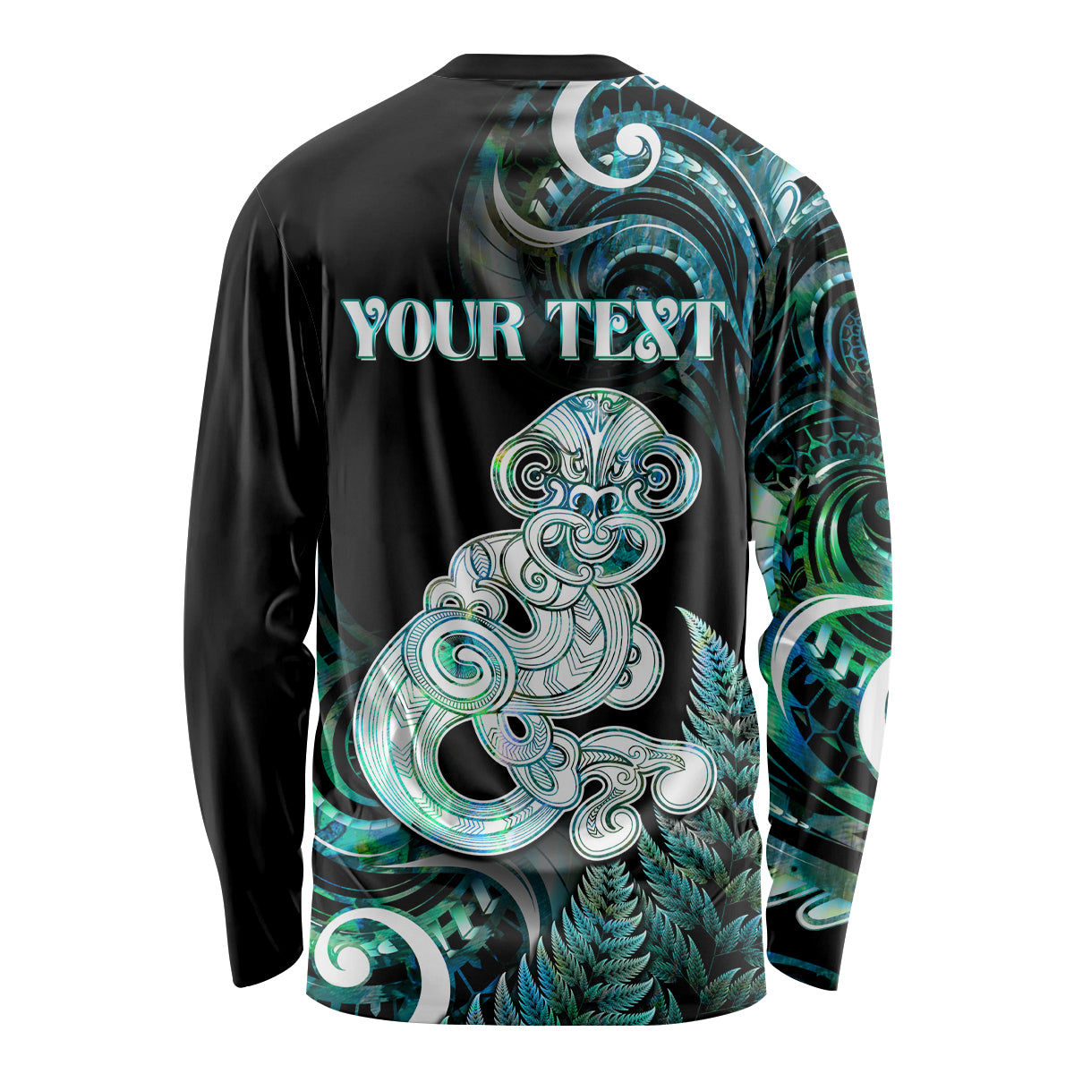 Personalised New Zealand Maori Taniwha Long Sleeve Shirt Silver Fern Paua Shell Version LT05 - Polynesian Pride