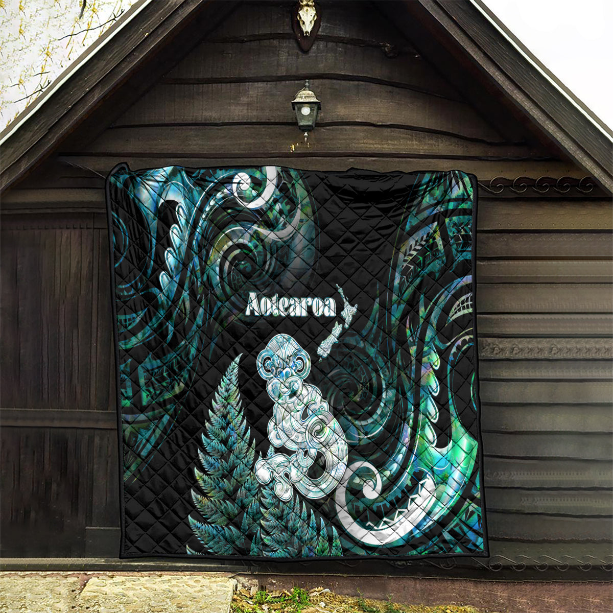 New Zealand Maori Taniwha Quilt Silver Fern Paua Shell Version LT05 - Polynesian Pride