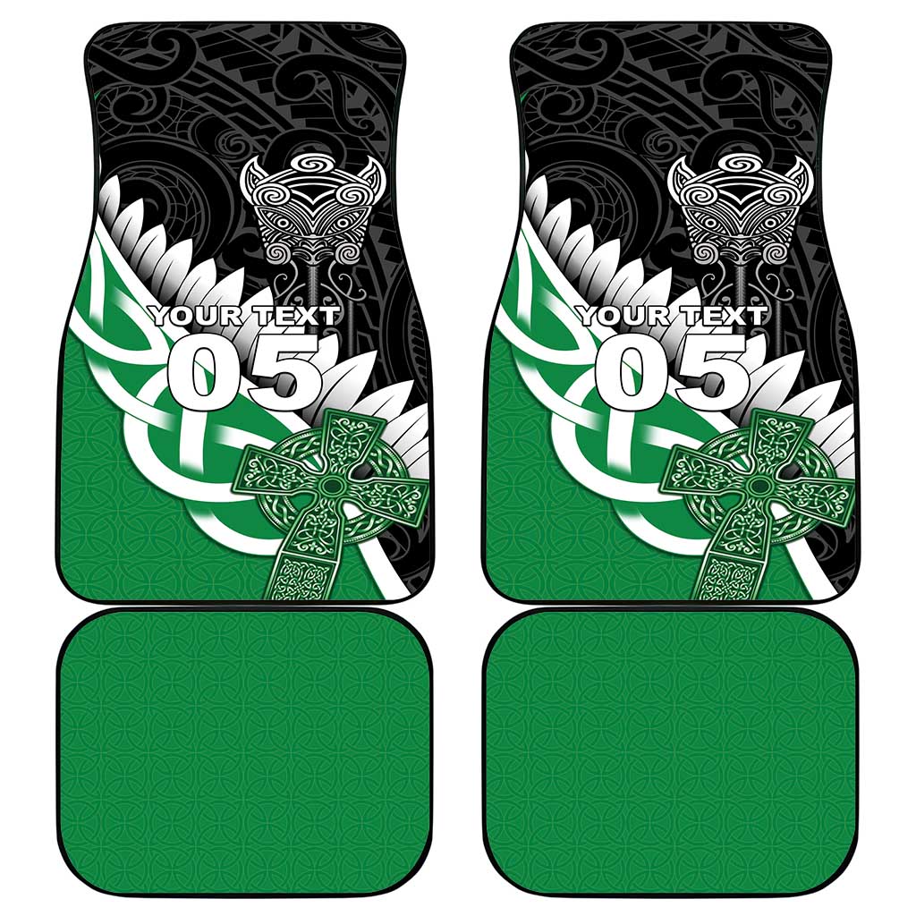 New Zealand And Ireland Rugby Car Mats Silver Fern With Celtic Cross