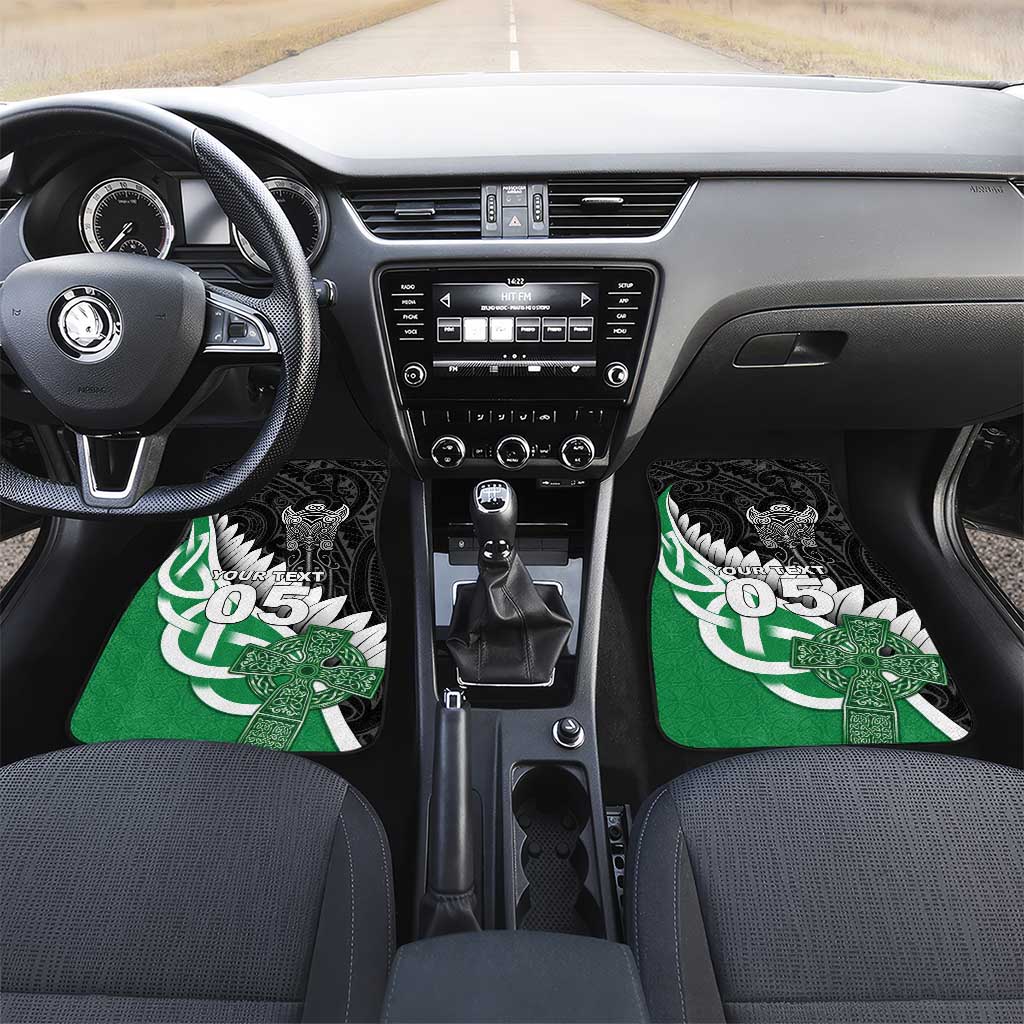 New Zealand And Ireland Rugby Car Mats Silver Fern With Celtic Cross
