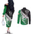 New Zealand And Ireland Rugby Custom Couples Matching Off The Shoulder Long Sleeve Dress and Long Sleeve Button Shirt Silver Fern With Celtic Cross