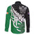 New Zealand And Ireland Rugby Custom Family Matching Off Shoulder Short Dress and Hawaiian Shirt Silver Fern With Celtic Cross
