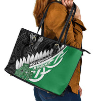 New Zealand And Ireland Rugby Leather Tote Bag Silver Fern With Celtic Cross LT05 - Polynesian Pride