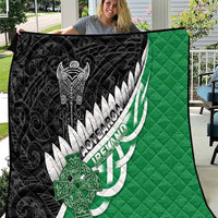 New Zealand And Ireland Rugby Quilt Silver Fern With Celtic Cross LT05 Green - Polynesian Pride