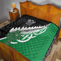 New Zealand And Ireland Rugby Quilt Silver Fern With Celtic Cross LT05 - Polynesian Pride