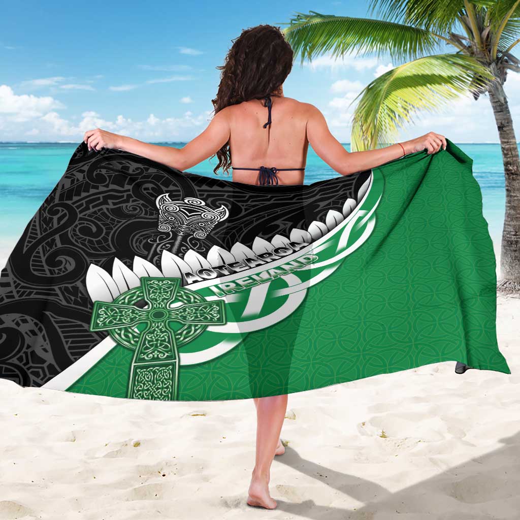 New Zealand And Ireland Rugby Sarong Silver Fern With Celtic Cross LT05 - Polynesian Pride