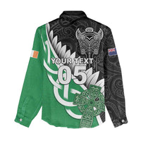 New Zealand And Ireland Rugby Custom Women Casual Shirt Silver Fern With Celtic Cross LT05 - Polynesian Pride
