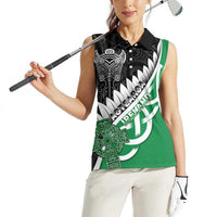 New Zealand And Ireland Rugby Custom Women Sleeveless Polo Shirt Silver Fern With Celtic Cross