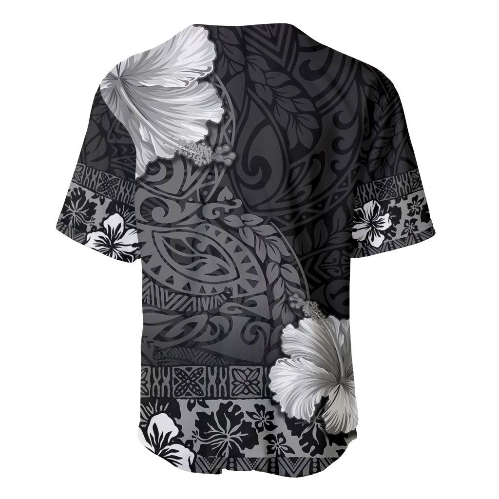 Hawaii Hibiscus With Black Polynesian Pattern Baseball Jersey LT05 - Polynesian Pride