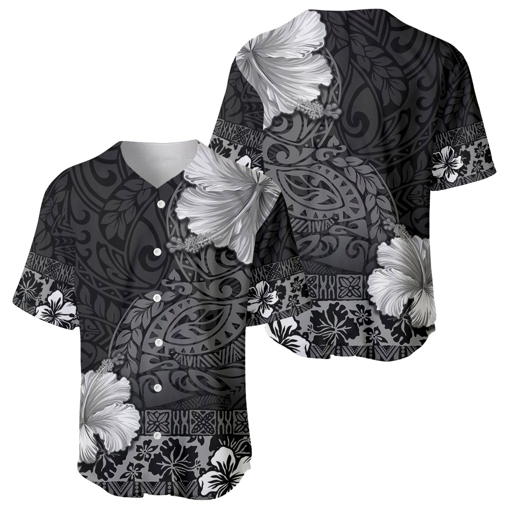 Hawaii Hibiscus With Black Polynesian Pattern Baseball Jersey LT05 - Polynesian Pride