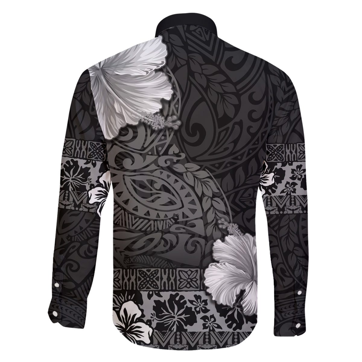 Hawaii Hibiscus With Black Polynesian Pattern Family Matching Short Sleeve Bodycon Dress and Hawaiian Shirt