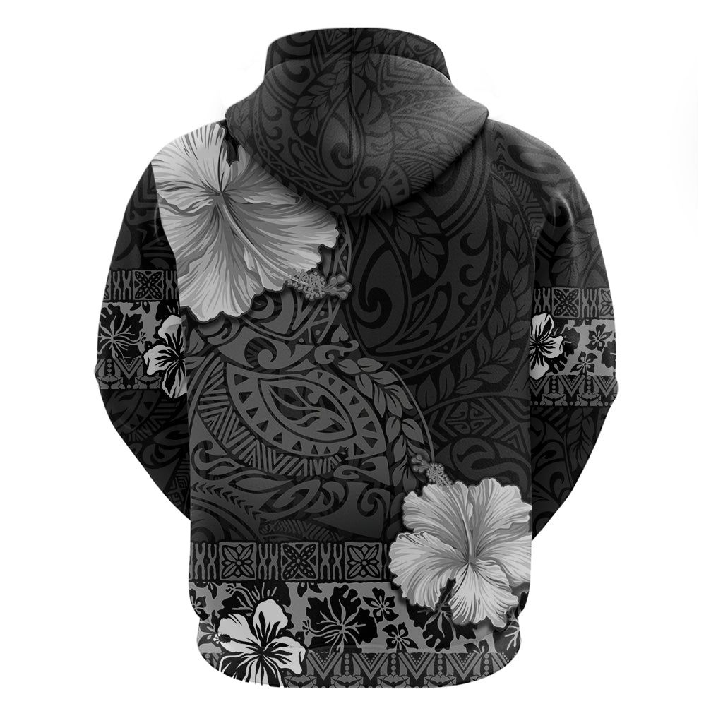 Hawaii Hibiscus With Black Polynesian Pattern Hoodie