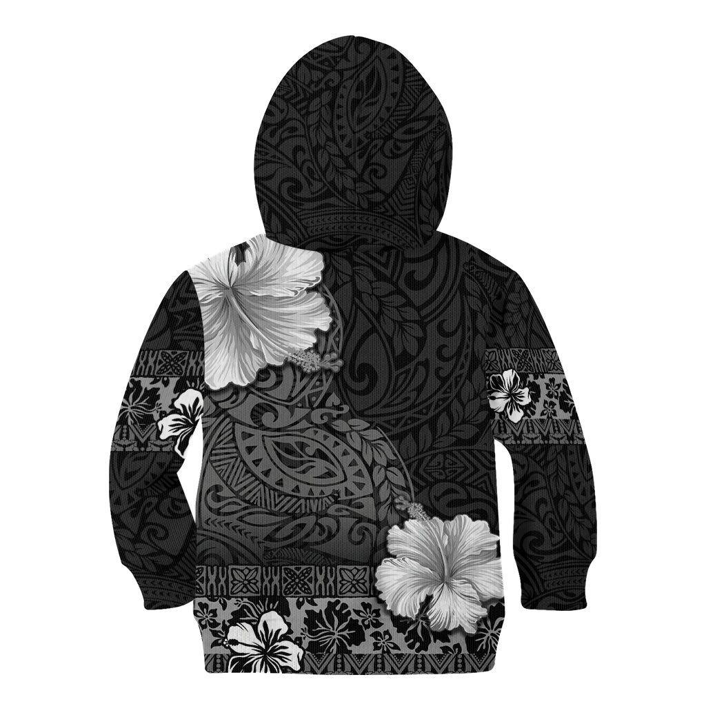 Hawaii Hibiscus With Black Polynesian Pattern Kid Hoodie