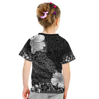 Hawaii Hibiscus With Black Polynesian Pattern Kid T Shirt LT05 - Polynesian Pride