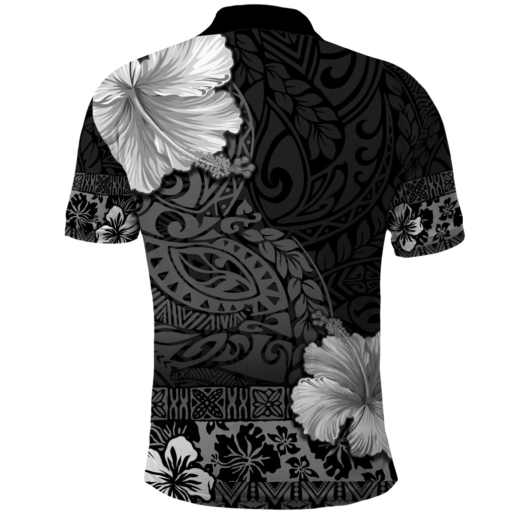 Hawaii Hibiscus With Black Polynesian Pattern Polo Shirt