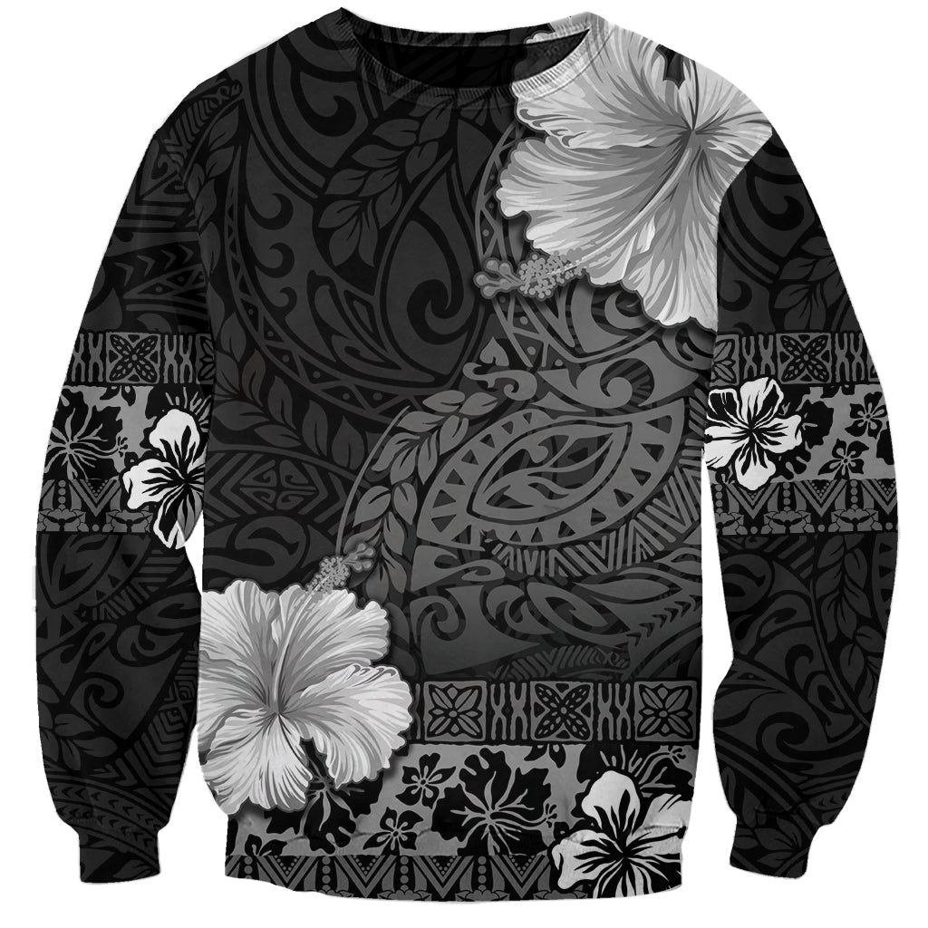 Hawaii Hibiscus With Black Polynesian Pattern Sweatshirt