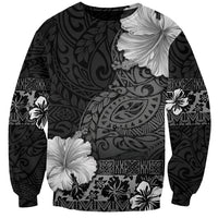 Hawaii Hibiscus With Black Polynesian Pattern Sweatshirt