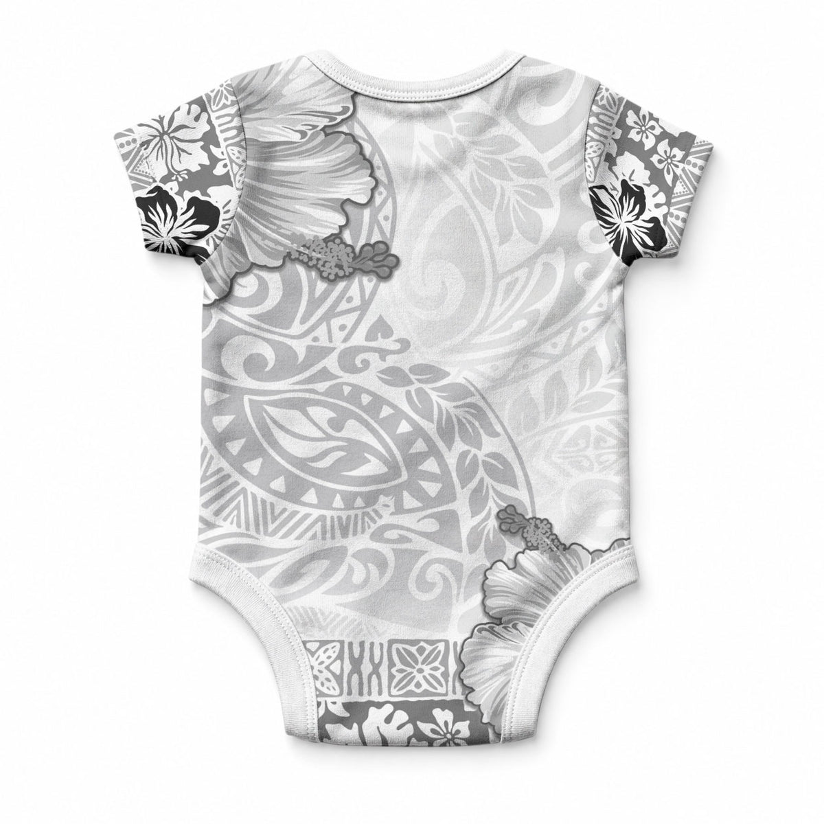 Hawaii Hibiscus With White Polynesian Pattern Baby Onesie