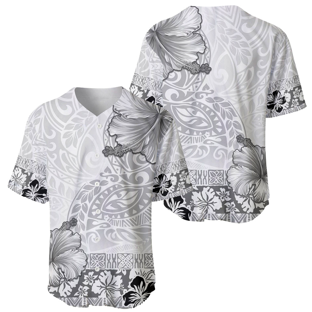 Hawaii Hibiscus With White Polynesian Pattern Baseball Jersey LT05 - Polynesian Pride