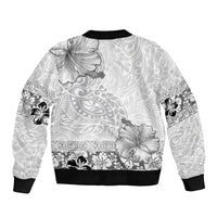 Hawaii Hibiscus With White Polynesian Pattern Bomber Jacket