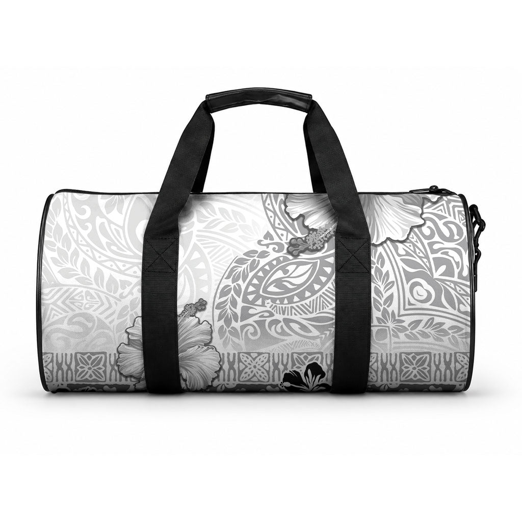 Hawaii Hibiscus With White Polynesian Pattern Duffle Bag
