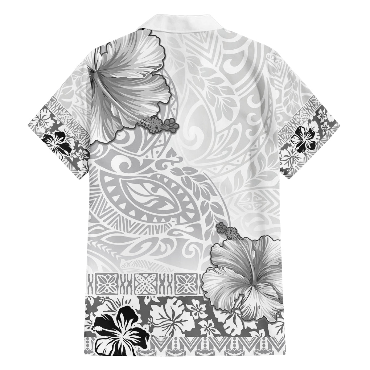 Hawaii Hibiscus With White Polynesian Pattern Family Matching Tank Maxi Dress and Hawaiian Shirt