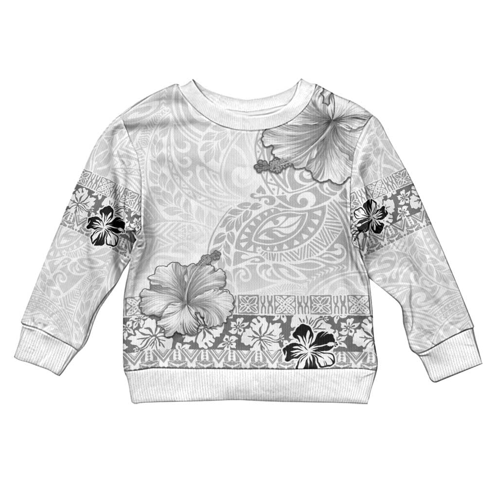 Hawaii Hibiscus With White Polynesian Pattern Kid Ugly Christmas Sweater