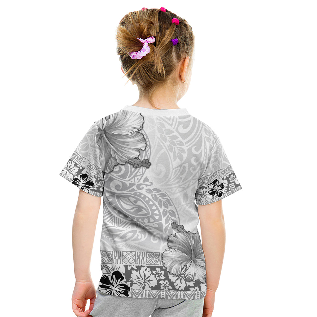 Hawaii Hibiscus With White Polynesian Pattern Kid T Shirt LT05 - Polynesian Pride
