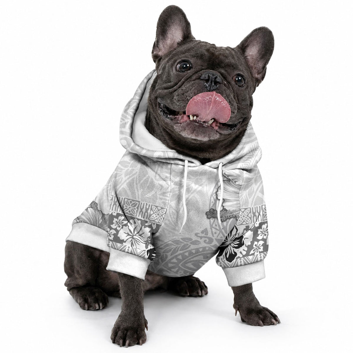 Hawaii Hibiscus With White Polynesian Pattern Pet Hoodie