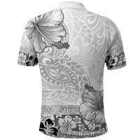 Hawaii Hibiscus With White Polynesian Pattern Polo Shirt