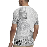 Hawaii Hibiscus With White Polynesian Pattern Rugby Jersey