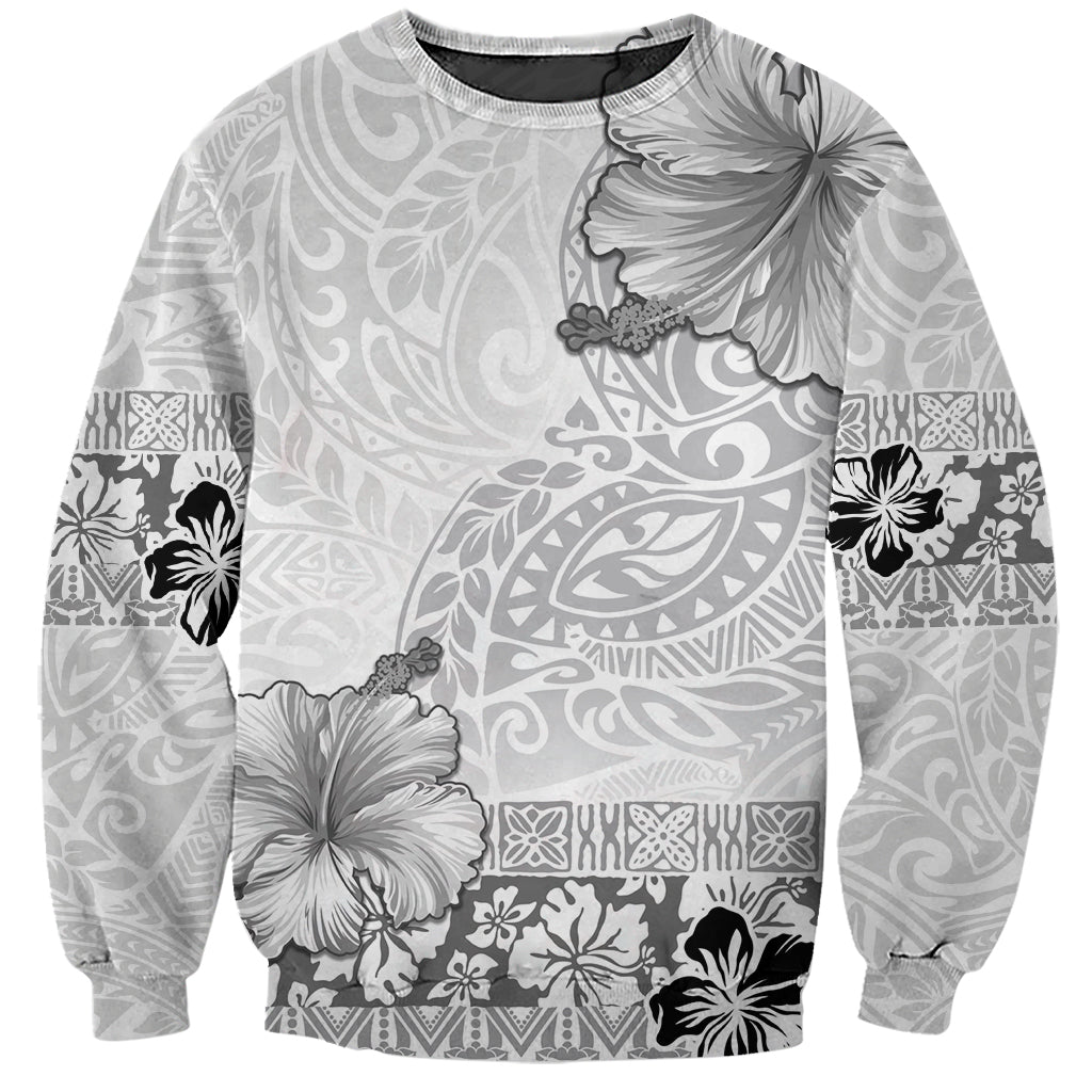 Hawaii Hibiscus With White Polynesian Pattern Sweatshirt