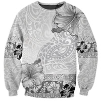 Hawaii Hibiscus With White Polynesian Pattern Sweatshirt