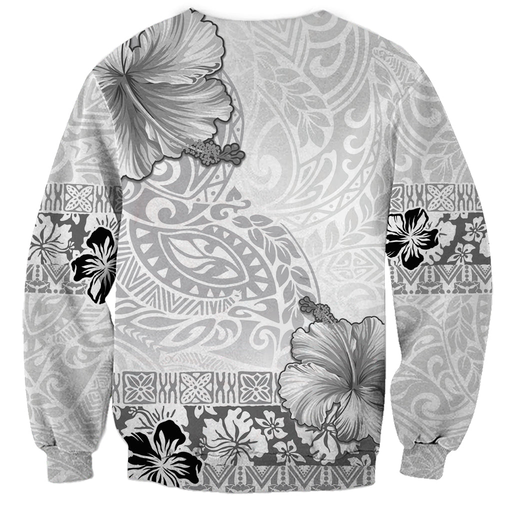Hawaii Hibiscus With White Polynesian Pattern Sweatshirt