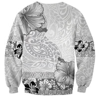 Hawaii Hibiscus With White Polynesian Pattern Sweatshirt