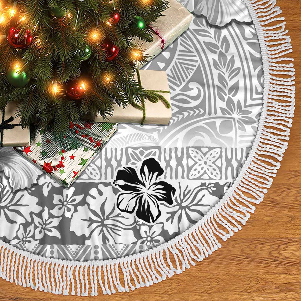 Hawaii Hibiscus With White Polynesian Pattern Tree Skirt LT05 - Polynesian Pride