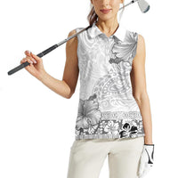 Hawaii Hibiscus With White Polynesian Pattern Women Sleeveless Polo Shirt LT05 - Polynesian Pride