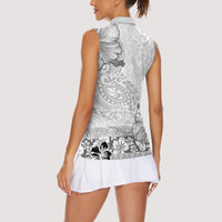 Hawaii Hibiscus With White Polynesian Pattern Women Sleeveless Polo Shirt LT05 - Polynesian Pride