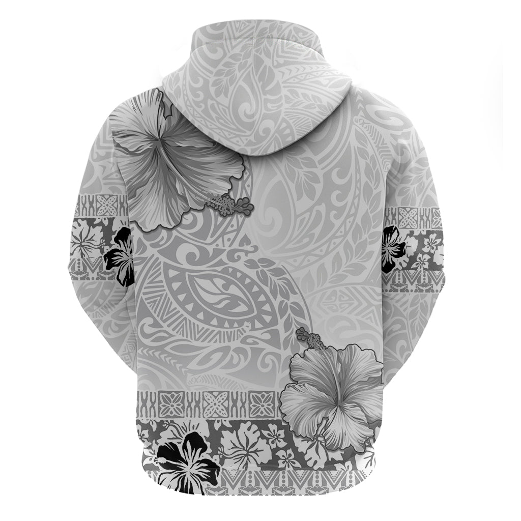 Hawaii Hibiscus With White Polynesian Pattern Zip Hoodie