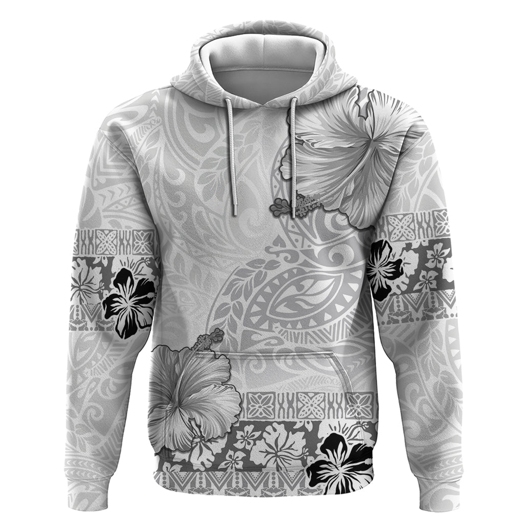 Hawaii Hibiscus With White Polynesian Pattern Zip Hoodie