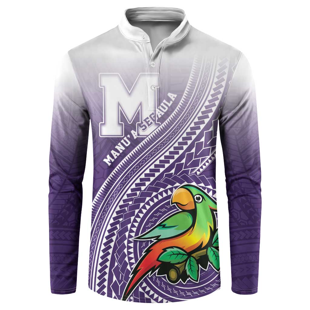 Personalized Manua High School Button Sweatshirt Polynesian Tribal Pattern LT05 Purple - Polynesian Pride