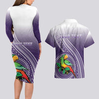Personalized Manua High School Couples Matching Long Sleeve Bodycon Dress and Hawaiian Shirt Polynesian Tribal Pattern LT05 - Polynesian Pride
