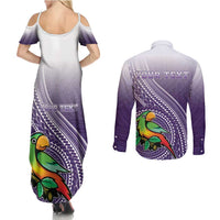 Personalized Manua High School Couples Matching Summer Maxi Dress and Long Sleeve Button Shirt Polynesian Tribal Pattern LT05 - Polynesian Pride