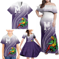 Personalized Manua High School Family Matching Off Shoulder Maxi Dress and Hawaiian Shirt Polynesian Tribal Pattern