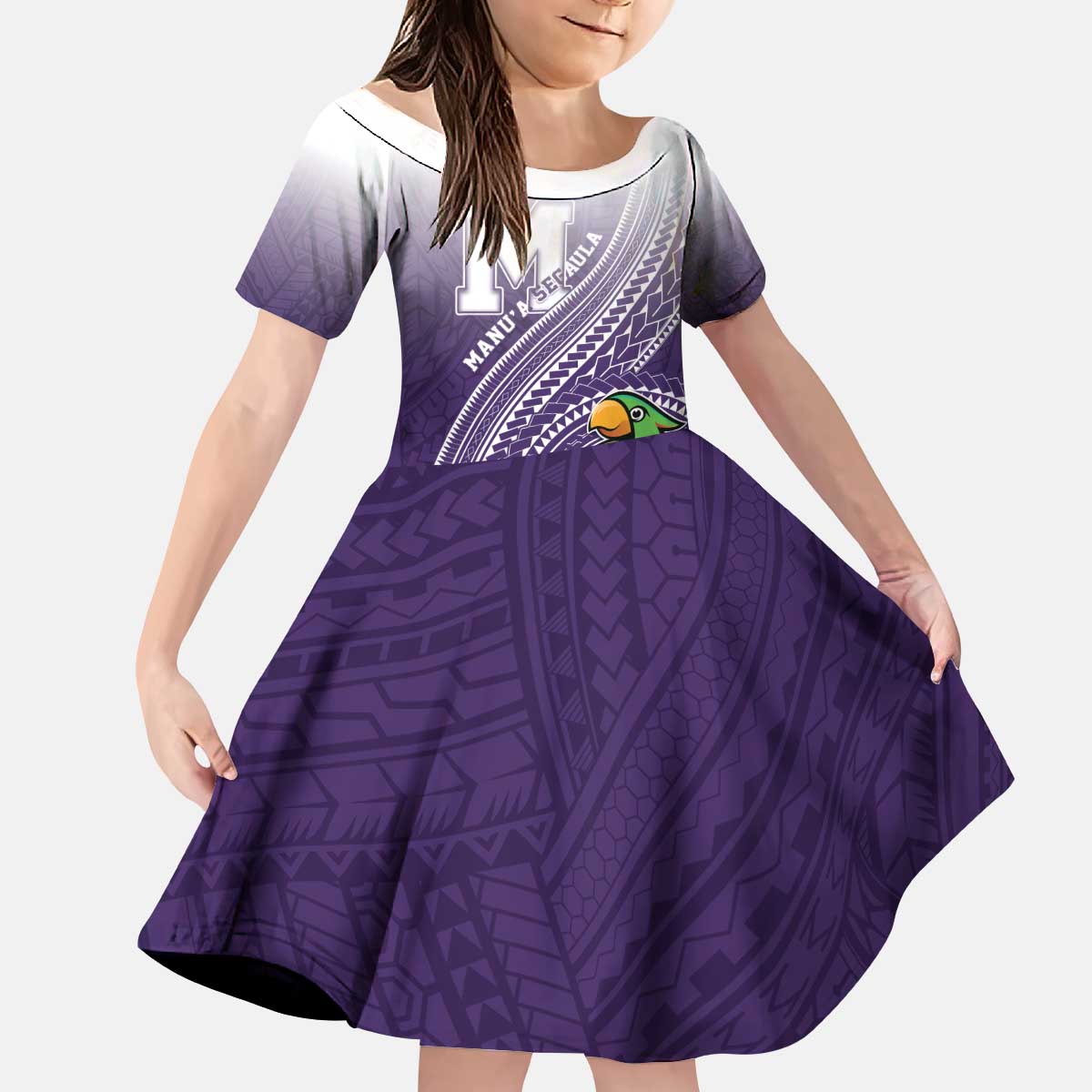 Personalized Manua High School Kid Short Sleeve Dress Polynesian Tribal Pattern
