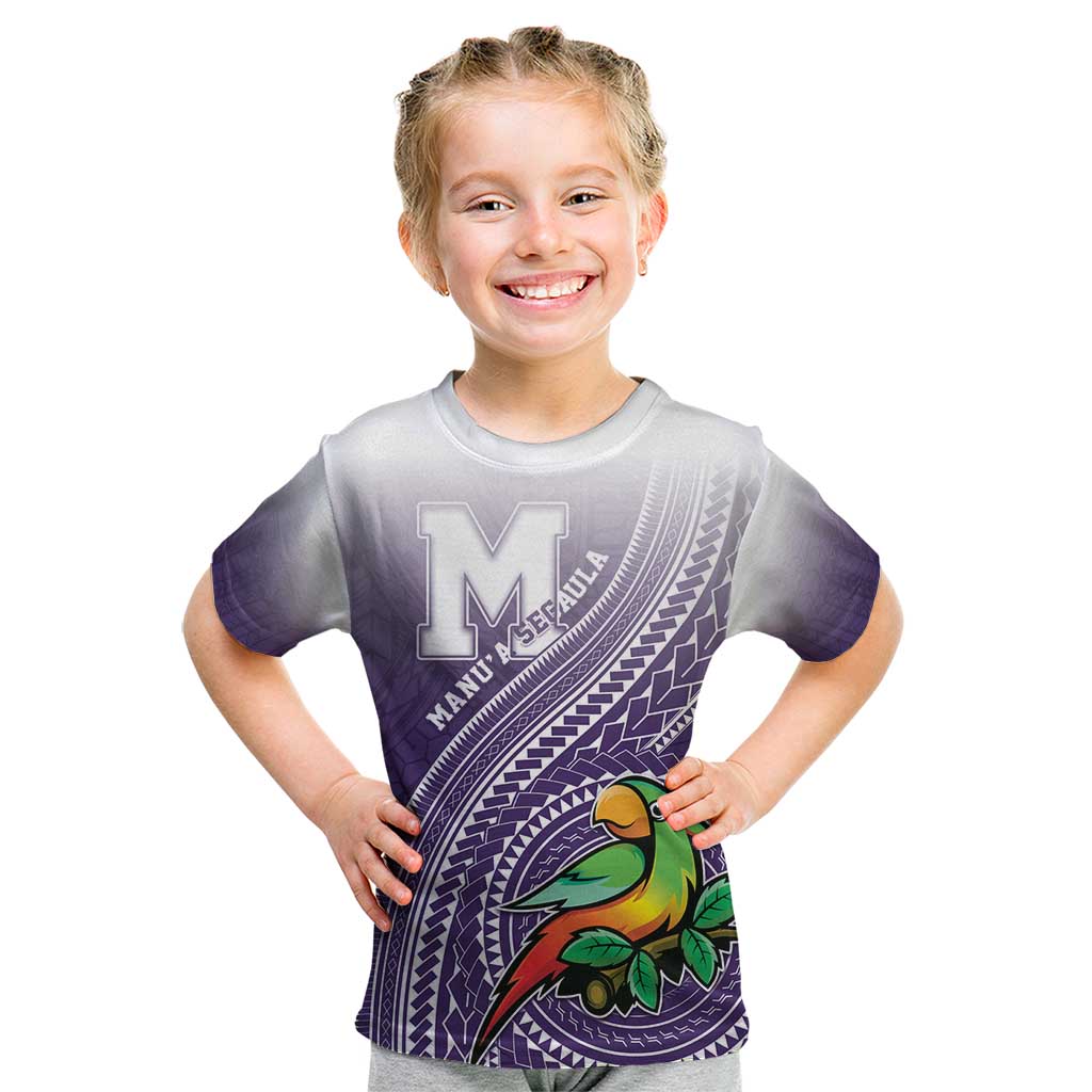 Personalized Manua High School Kid T Shirt Polynesian Tribal Pattern LT05 Purple - Polynesian Pride