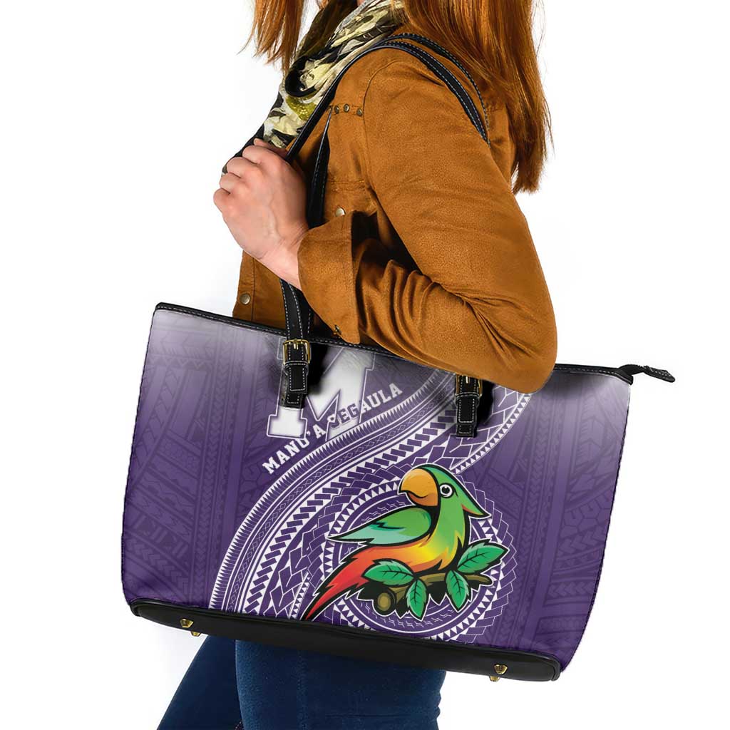 Manua High School Leather Tote Bag Polynesian Tribal Pattern LT05 Purple - Polynesian Pride