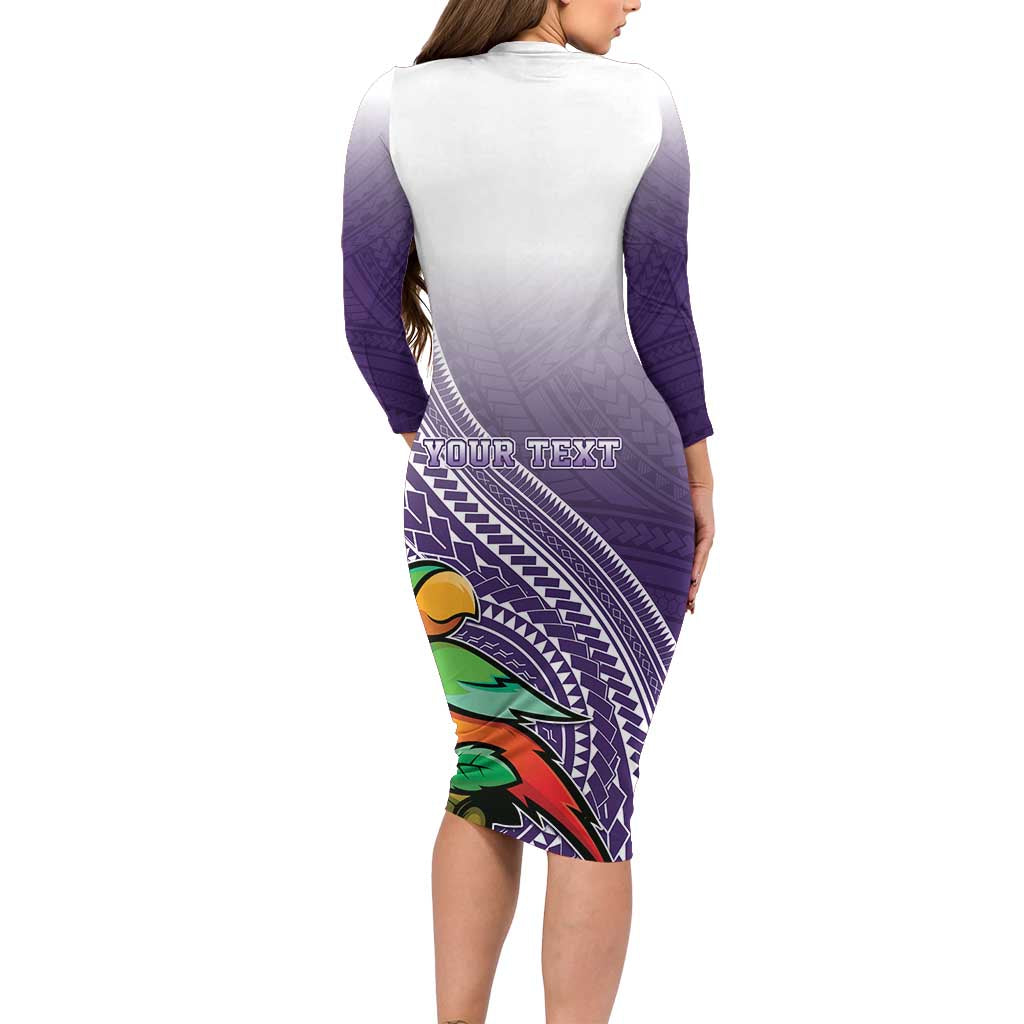 Personalized Manua High School Long Sleeve Bodycon Dress Polynesian Tribal Pattern